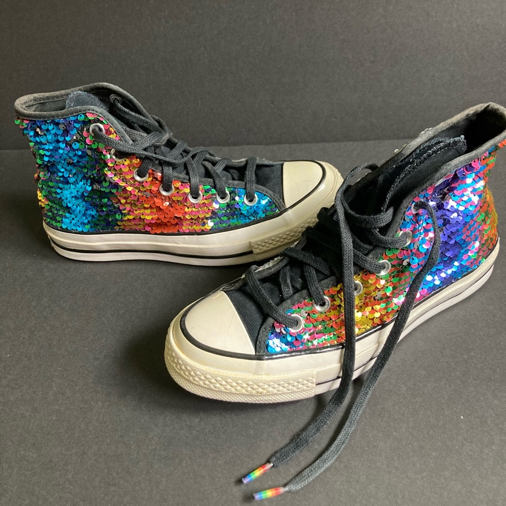 Converse Rainbow Sequin High Top Chuck Taylors